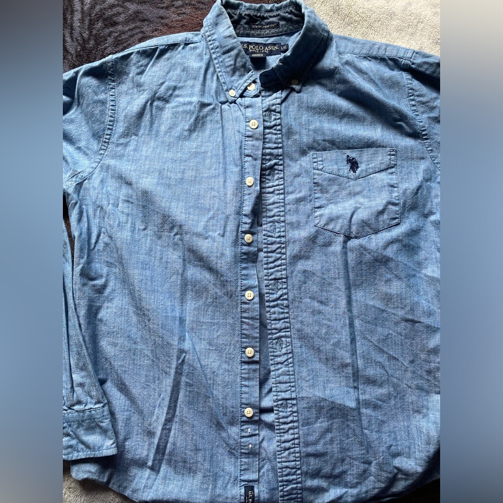 U.S. Polo Assn. Blue Casual Button Down Shirt slim fit large